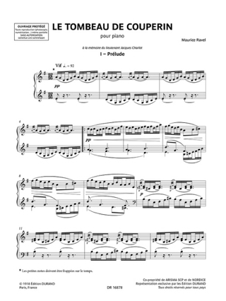 Le Tombeau de Couperin - RAVEL - Partition - Piano